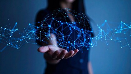 Metaverse Technology concepts. Woman hand holding global network connection. Good internet communication, Wireless connection technology