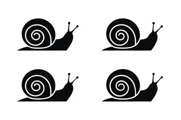 set of Snail crawling icon silhouette illustration isolated on white background