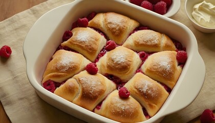 Wall Mural - raspberry and cream crescent rolls casserole in a dish