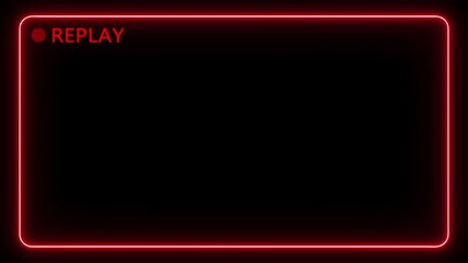 Video camera replay screen animation on a black screen background in 4k. Ideal for video editing, cinematic overlays, Vertical VHS Replay Overlay on Alpha channel. 4K Video