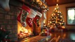 © ProPhotos - Christmas stockings hang above a fire-lit hearth, their colors glowing softly in the warmth of the winter evening.