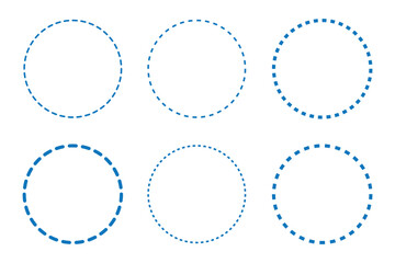 Wall Mural - Round dotted circle set, dotted line circle frame, circle shapes with and dots and dashed lines