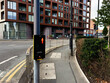 Urban pedestrian crossing with modern architecture in UK