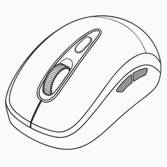 Illustration of a computer mouse, representing input device, technology, and user interface for navigation and interaction with digital systems