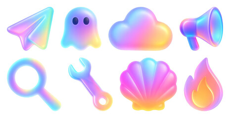 Wall Mural - Colorful holographic icon set