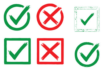 Canvas Print - hand drawn green brush check mark icon. green tick mark. doodle check mark, correct sign with grunge