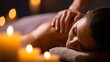 © LEVELING STUDIO - A relaxing spa scene with a woman receiving a calming massage, surr...