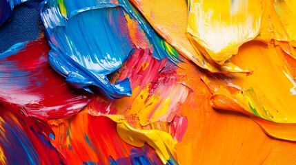 Sticker - Vibrant abstract art showcasing rich colors and dynamic textures. A captivating blend of blues, yellows, and reds. Ideal for modern decor. Generative AI.