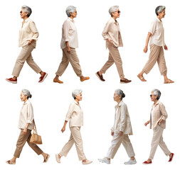 Wall Mural - Elderly woman walking poses