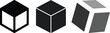 © Vector Store - cube icon symbol with three blocks. three sugar cubes icon. cubic building icon. block chain logo icon for website design isolated on white background.3d cube icon set.Cubes icon black silhouette