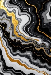Wall Mural - Abstract black, grey, and gold marble ink texture on paper. Rich, luxurious background with swirling patterns, art, vibrant