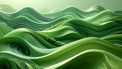 Abstract wavy green landscape (1)