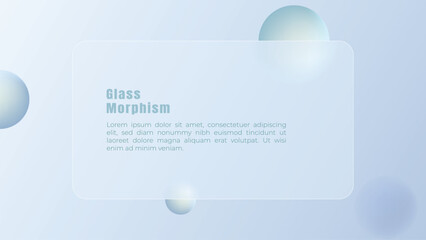 A glass morph effect panel with abstract spheres. a modern presentation template for user interface.