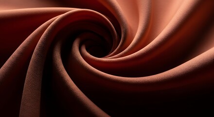 Canvas Print - close up of swirling terracotta fabric with deep shadows textile texture