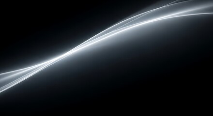 Canvas Print - elegant white light swirls on a dark black background abstract bright