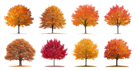 Wall Mural - Vibrant autumn trees collection.