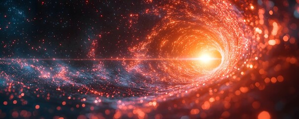 Wall Mural - A bright energetic core illuminates a swirling cosmic vortex of luminous particles