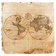 © anjum - Antique world map showing the continents on aged parchment background