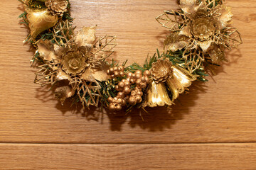 Wall Mural - Decorative golden christmas wreath