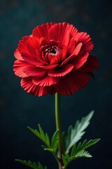 Wall Mural - Crimson ranunculus against deep blue and brown backdrop, image, graphics, luxury