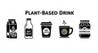 © shahbaztan - Illustration showing various plant based drinks including almond milk soy milk oat latte and kombucha beverage created with generated ai