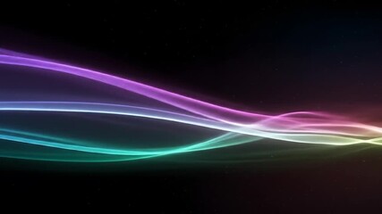 Wall Mural - Wavy colored light streaks moving across a starry space background.  Good for graphic design, display, or animation
