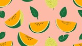Seamless Pattern Cantaloupe Illustration