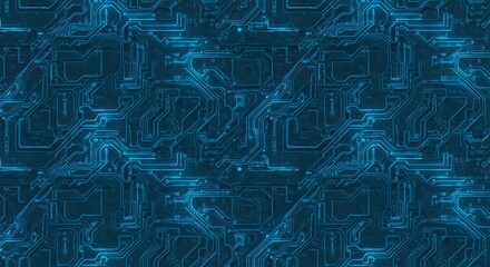 Abstract digital background with glowing blue circuit lines and intricate patterns, representing advanced technology, electronic data flow, and complex network connections