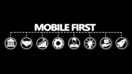 Mobile first banner web icon video concept for responsive web design with icon of webdesign, programming, user-friendly, performance,