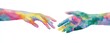© bani - Two colorful hands reaching towards each other, painted with vibrant hues