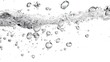 © Miqdad - Water surface with bubbles.  A close-up view of water's surface, showcasing various sized bubbles rising and dispersing against a plain white background.