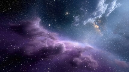 Wall Mural - a nebula sky filled with luminous pink, violet, and blue clouds, glowing softly across a starry spac