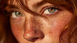 © Jani's Stocks - Sunlit skin shows red hair, freckles, and blue eye detail. The image is perfect for beauty shots, healthcare, and wellness campaigns.