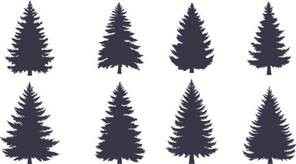Wall Mural - set of silhouettes of trees. pine trees isolated images. spruce tree illustration for winter christmas.