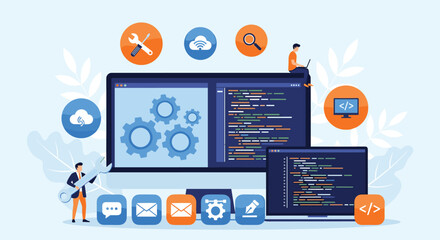 Digital transformation abstract concept art coding software development technology innovation future