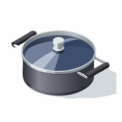 Sleek modern pot with glass lid and black handles, perfect for culinary creations.
