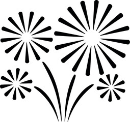 Wall Mural - festive bursts of stylized fireworks against a dark background, symbolizing celebration and joy.