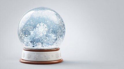Wall Mural - Empty snow globe on white background for winter and christmas design projects, festive seasonal decoration element for holiday mockups, creative crafts, and winter-themed illustrations