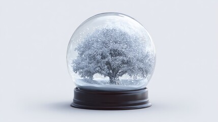 Wall Mural - Empty snow globe on white background for winter and christmas design projects, festive seasonal decoration element for holiday mockups, creative crafts, and winter-themed illustrations