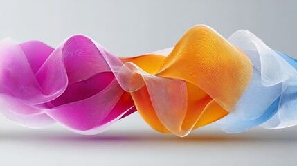 Canvas Print - vibrant abstract mesh design featuring interwoven textures in pink, orange, and teal colors