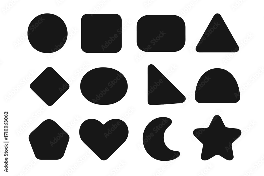 Shapes displayed in a grid layout for educational purposes, focusing on ...