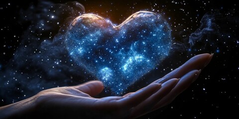 Wall Mural - cosmic heart nebula, unveiling the mystery of inner feelings and connection between people in space