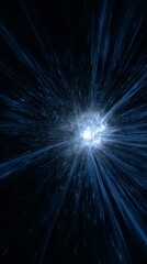 Wall Mural - Cosmic burst of light with radiant blue streaks emanating from a central bright source in deep space