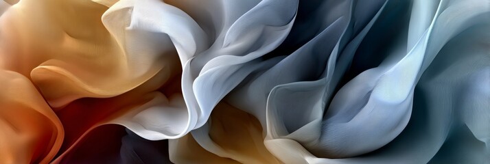 Canvas Print - abstract gradient waves texture with flowing silk fabric design in vibrant orange, blue, and white