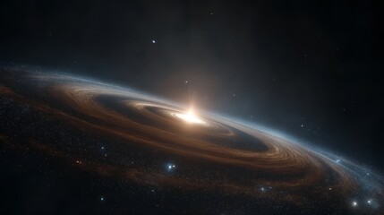 Wall Mural - Spiral galaxy with bright central core and swirling arms in deep space