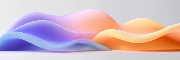 Canvas Print - artistic neon peach and lavender soft blurs creating wavy lines on a neutral light background