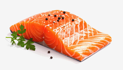 Fresh alaskan salmon fillet displayed on a simple white plate ready for gourmet presentation and culinary use