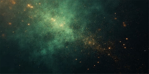 Wall Mural - An abstract, dark blue background with glowing starlight, a swirling nebula, and a distant galaxy creating a fantastical night sky