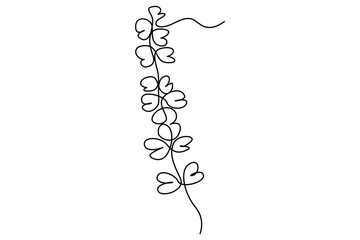 Wall Mural - continuous single line drawing of leaves botanical illustration in vector outline style