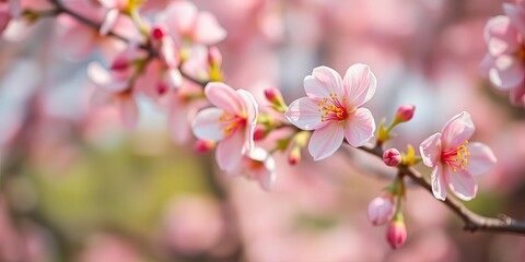 Wall Mural - Soft-focus springtime blossoms, bokeh effect, pastel colors,  green,  easter